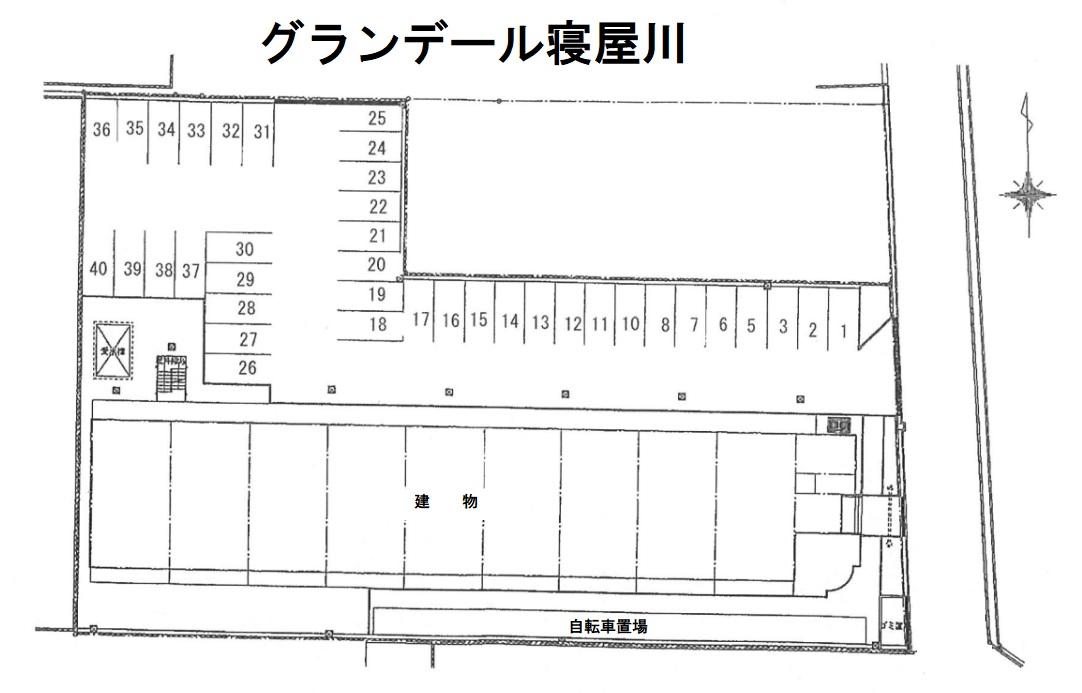 グランデール寝屋川の駐車配置図