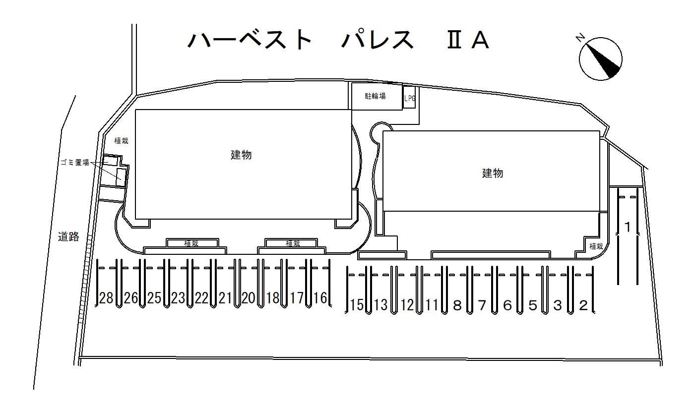 ハーベスト　パレス　ⅡＡの駐車配置図