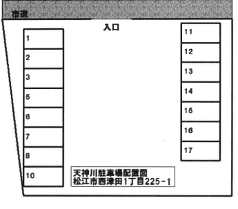 天神川駐車場の駐車配置図