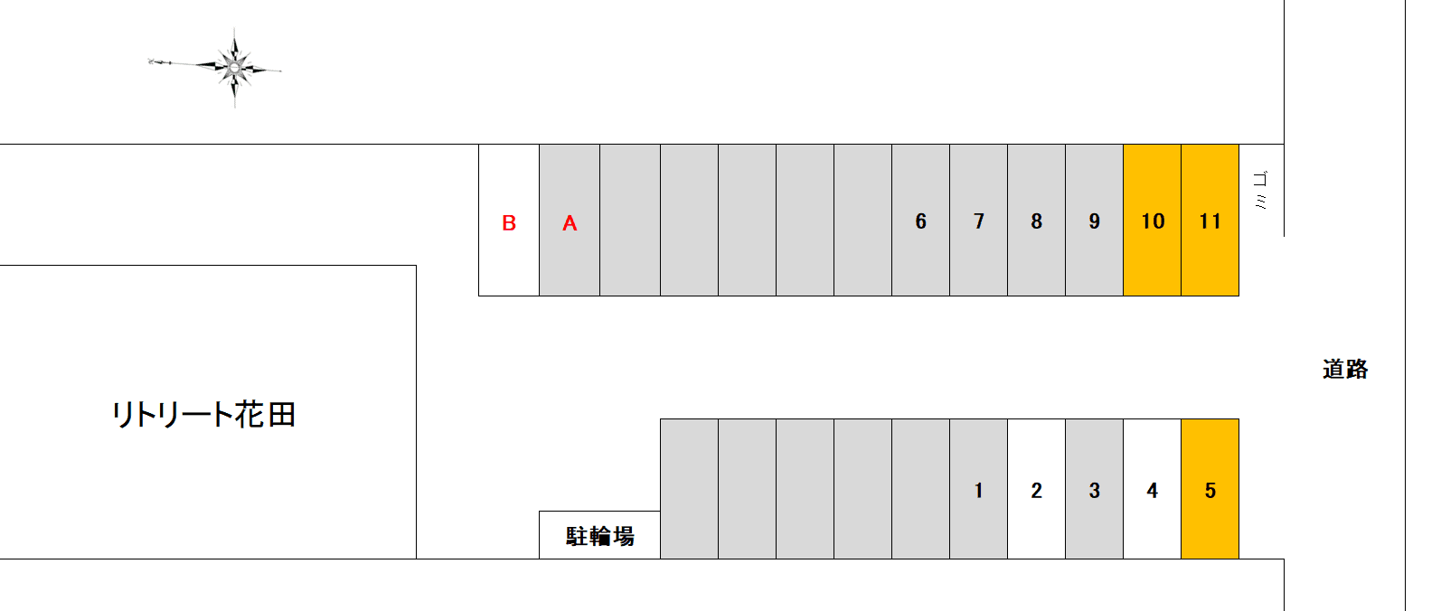 リトリート花田パーキングの駐車配置図