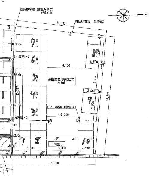 鎌倉市雪ノ下月極駐車場の駐車配置図