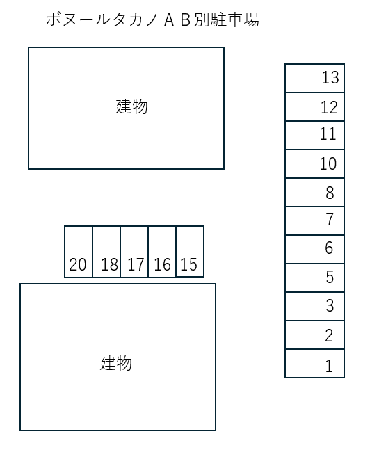 ボヌールタカノＡＢ別駐車場の駐車配置図