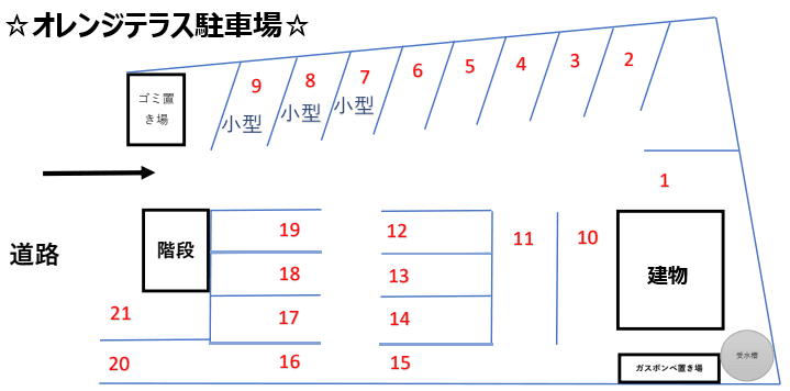 オレンジテラスの駐車配置図