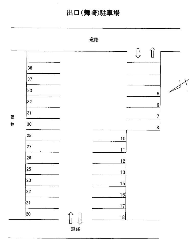 舞崎出口駐車場の駐車配置図
