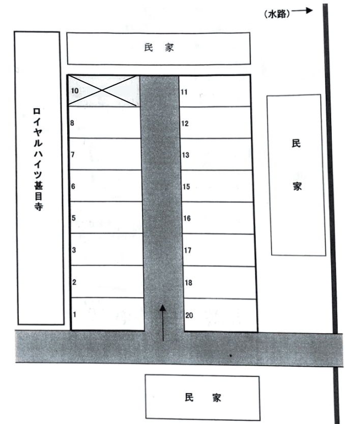 山田甚目寺郷浦13番駐車場の駐車配置図