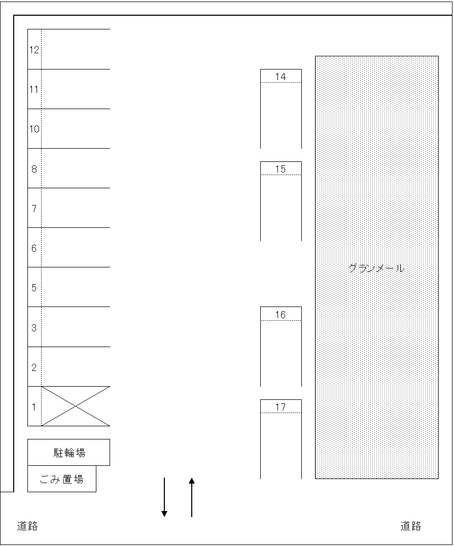 グランメール駐車場の駐車配置図