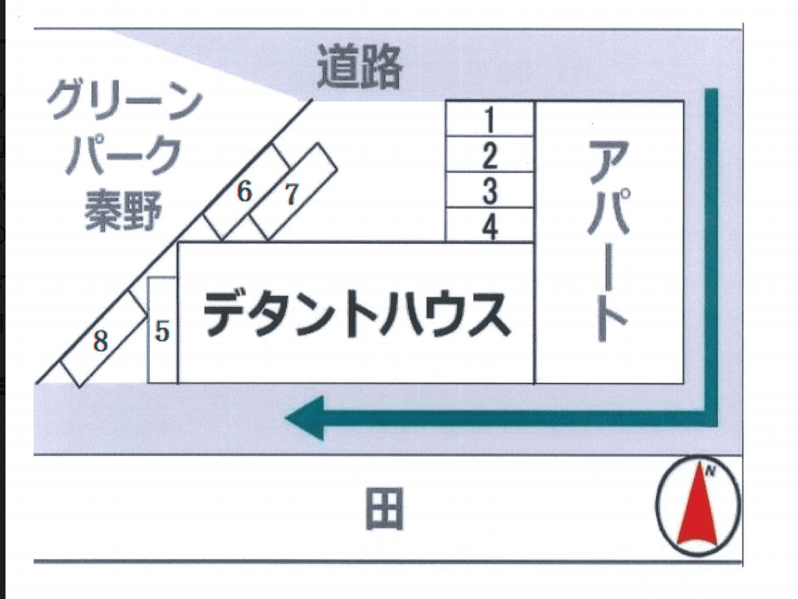 デタントハウス駐車場の駐車配置図