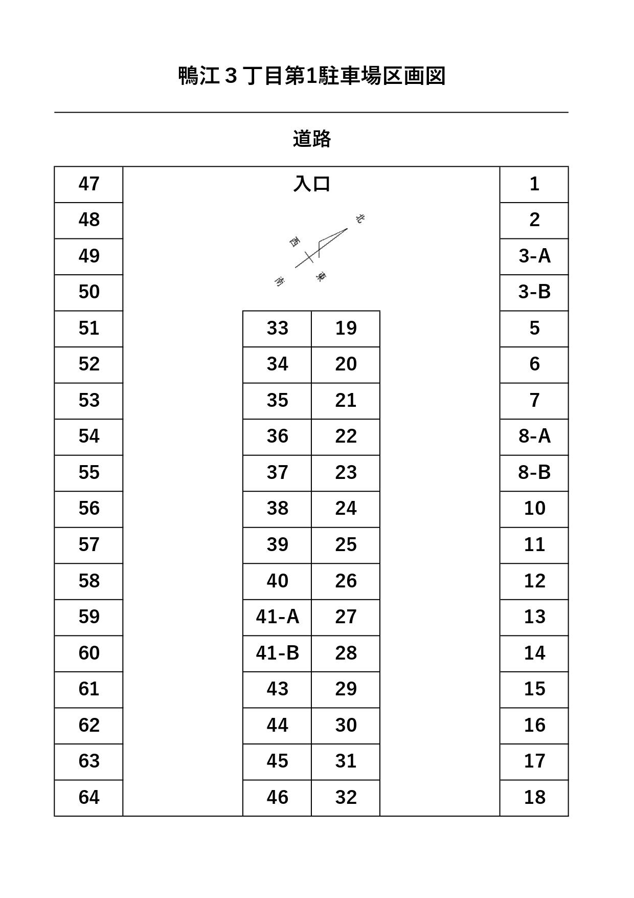 鴨江3丁目　第1駐車場の駐車配置図