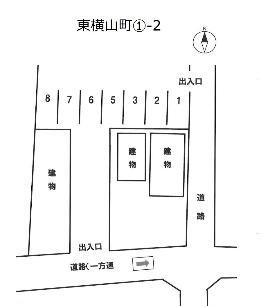 東横山町①-2の駐車配置図