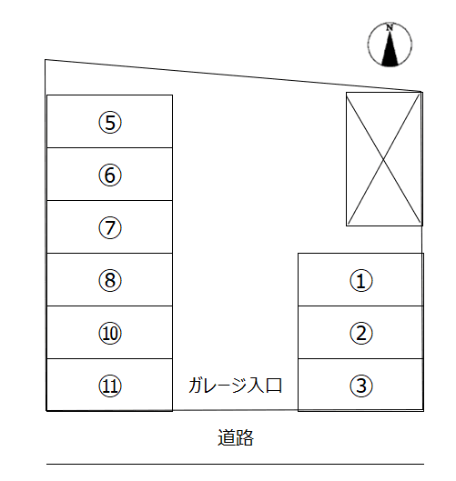 吉源モータープールの駐車配置図