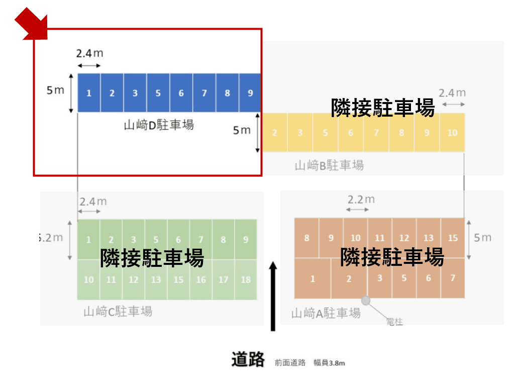 山﨑D駐車場の駐車配置図