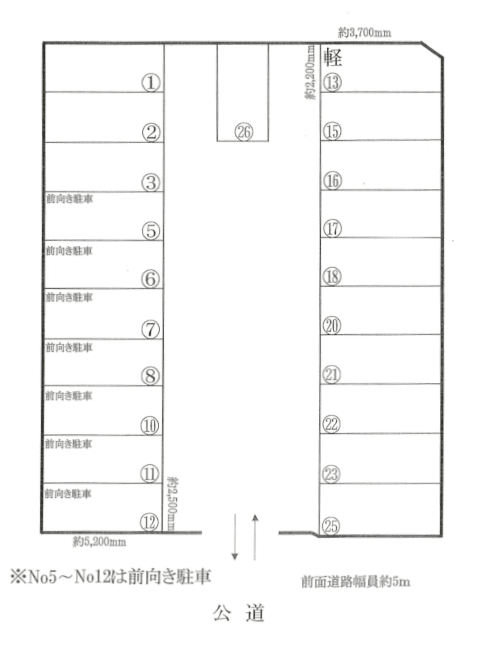 武井モータープールの駐車配置図
