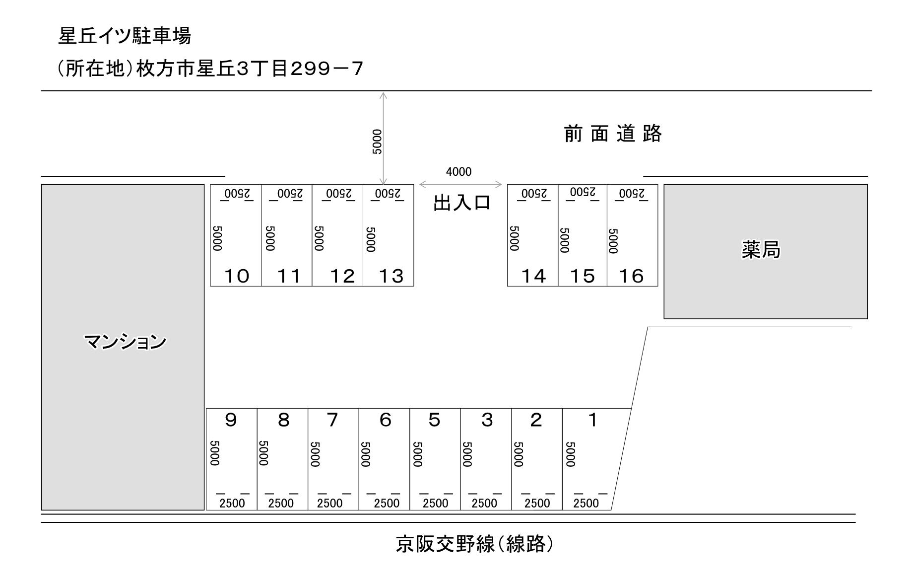 星丘イツ駐車場の駐車配置図