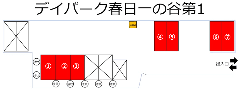 デイパーク春日一の谷第1の駐車配置図