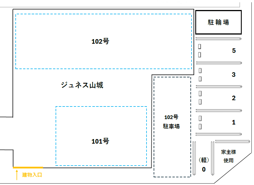 ジュネス山城ガレージの駐車配置図