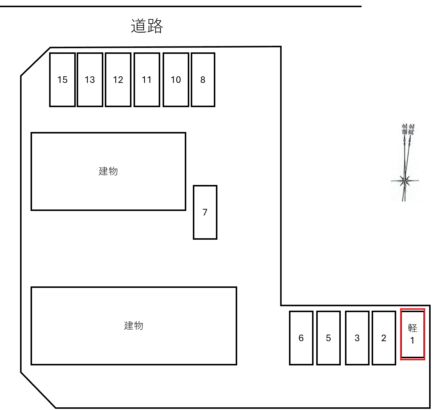 ＦａｍｉｌｌｅⅡ　Ａ・Ｂ別駐車場の駐車配置図