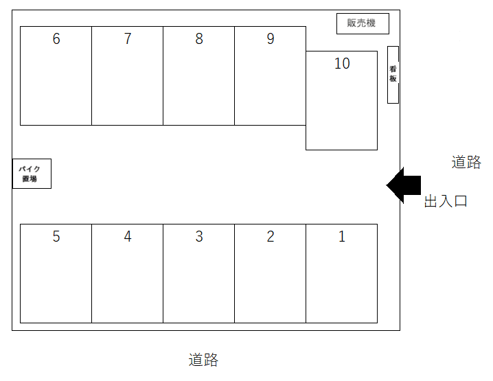 フクシマパーキングＢの駐車配置図