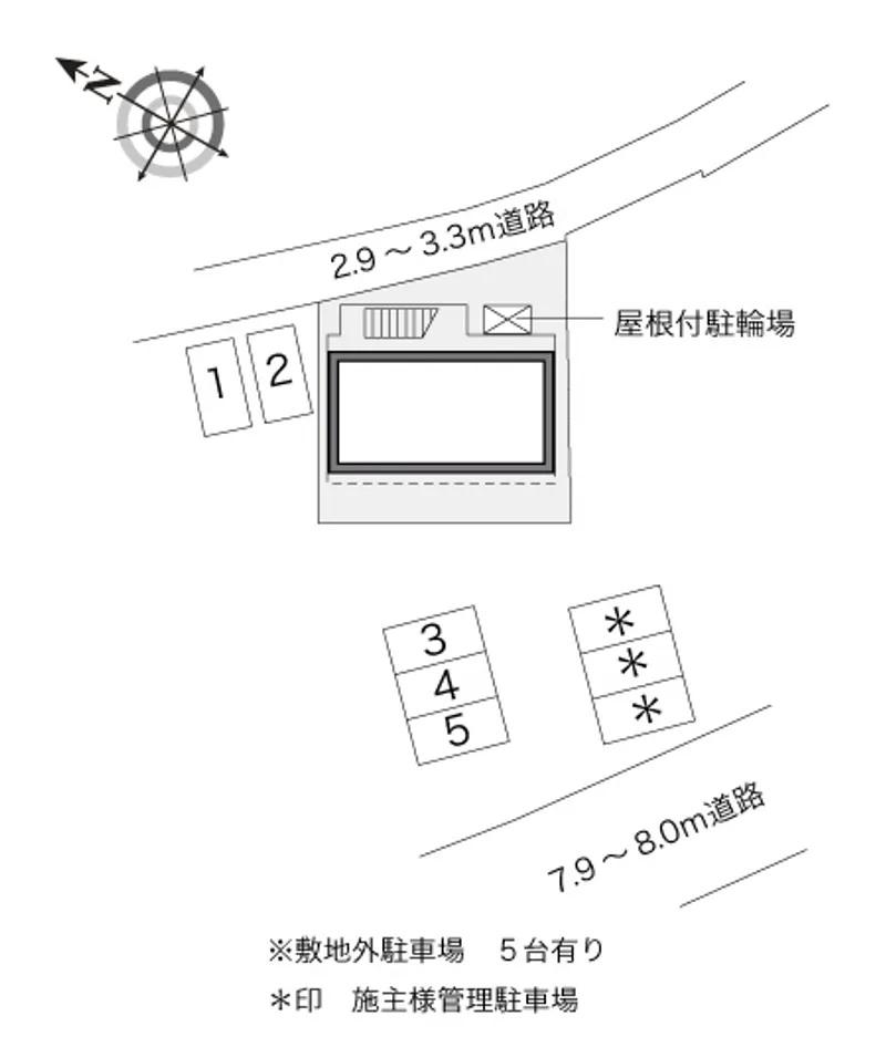 ソレアード(19496) 敷地外駐車場の駐車配置図