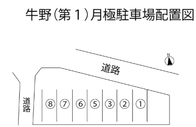 牛野第1駐車場の駐車配置図