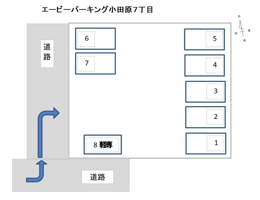 エービーパーキング小田原７丁目の駐車配置図