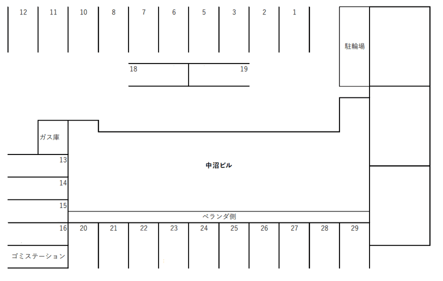 中沼ビルの駐車配置図