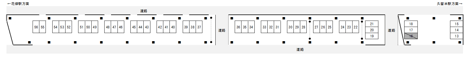久留米西町駐車場の駐車配置図