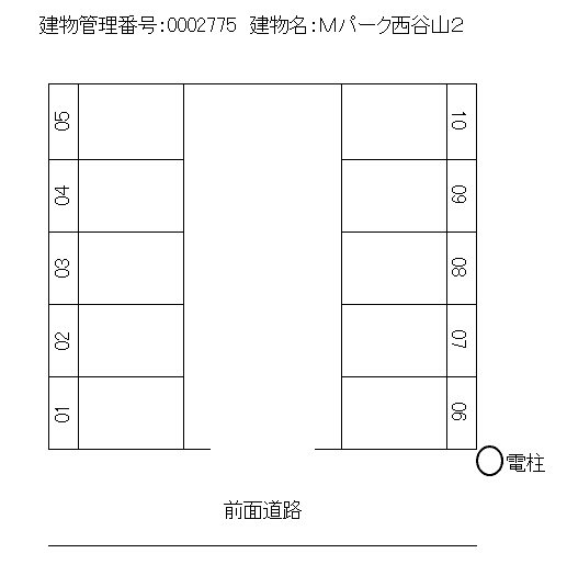 Ｍパーク西谷山２の駐車配置図