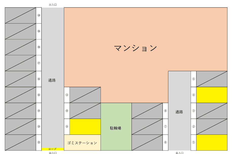 啓明11条シティハウス駐車場の駐車配置図