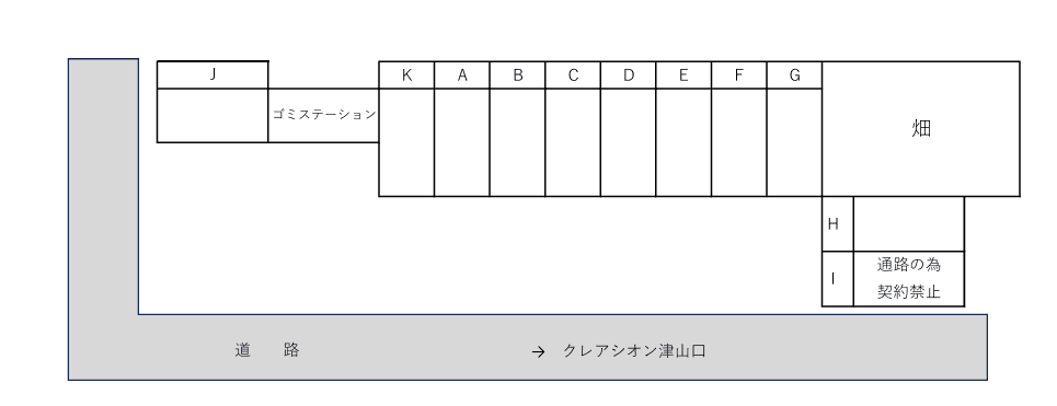 クレアシオン津山口（敷地外）の駐車配置図