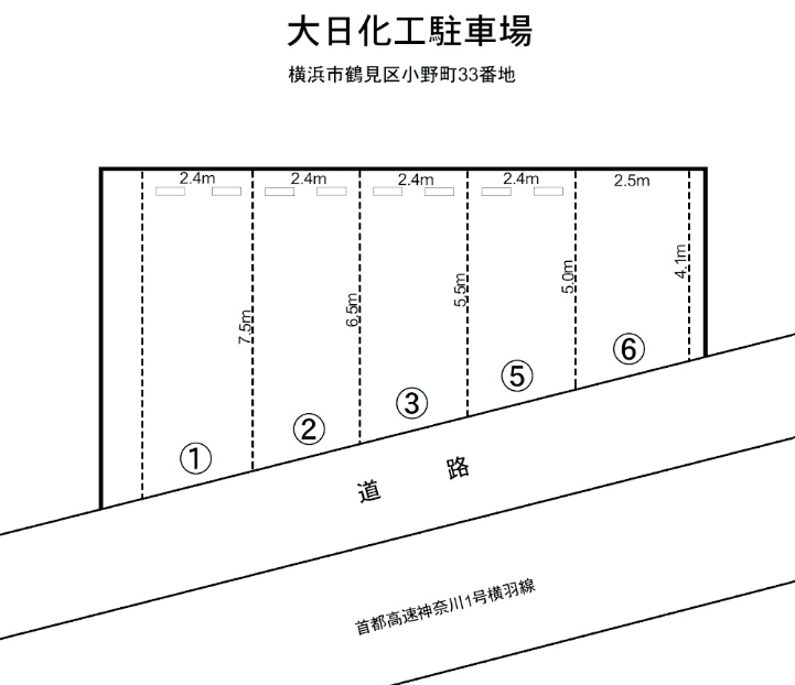 大日化工駐車場の駐車配置図