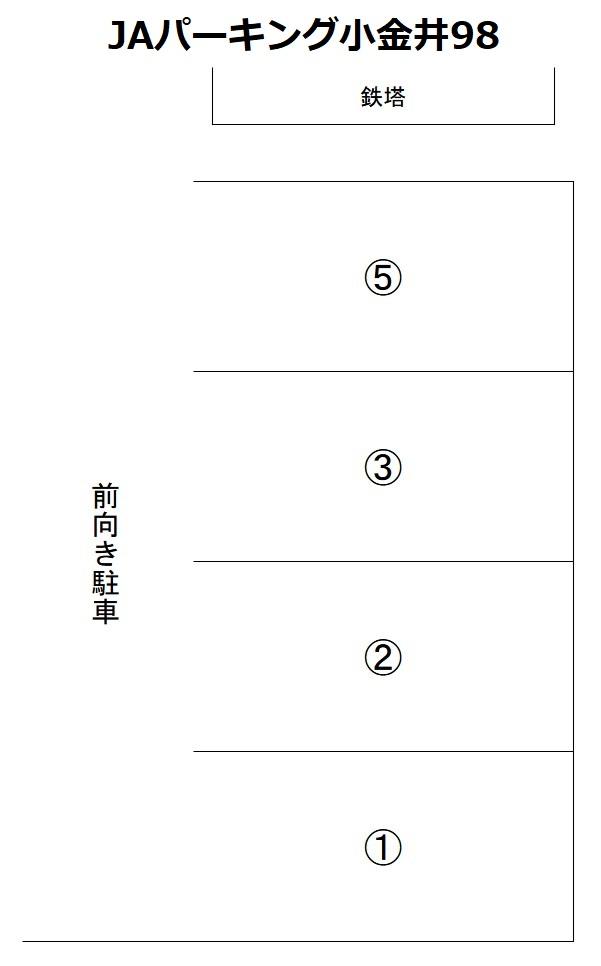 JAパーキング小金井98の駐車配置図