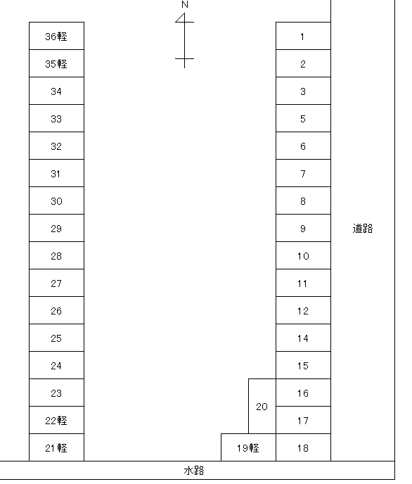 E-27 上伝馬 前島貸駐車場の駐車配置図