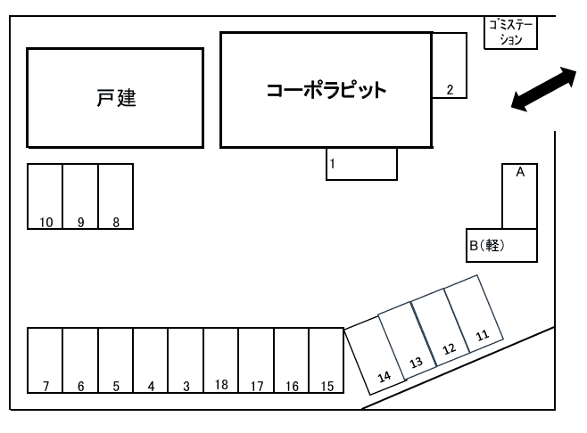 コーポラピット月極駐車場の駐車配置図