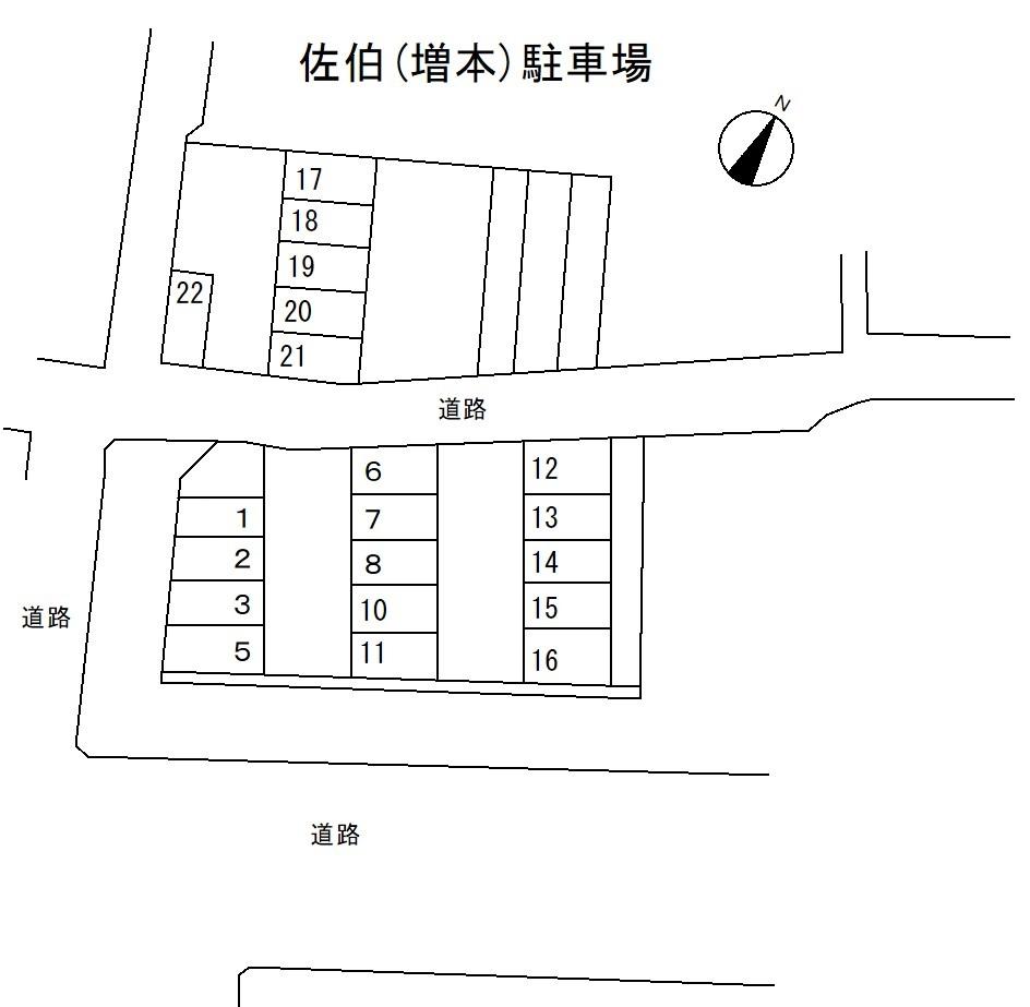 佐伯(増本)駐車場の駐車配置図