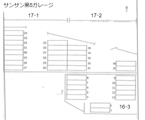 サンサン第５ガレージの駐車配置図
