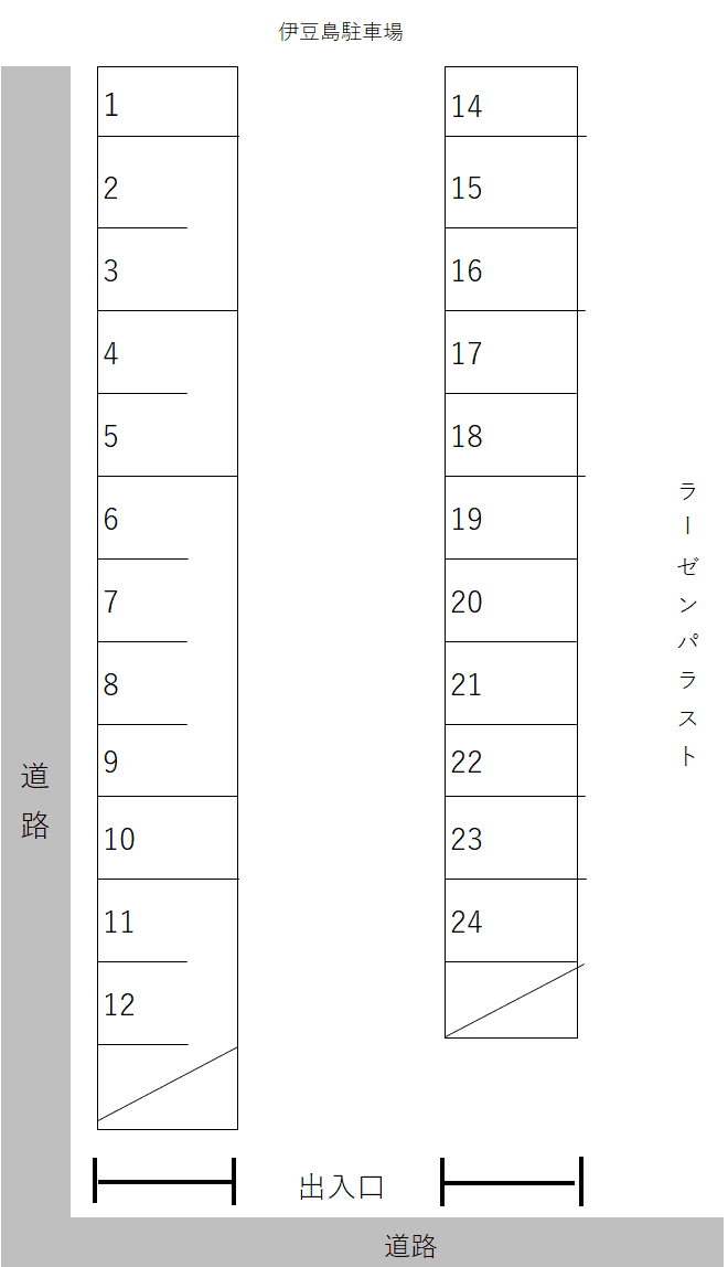 伊豆島駐車場の駐車配置図
