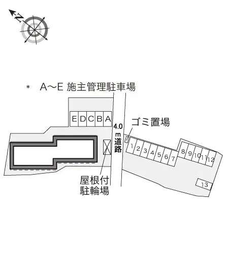 ぺガッソ(33695)　敷地外駐車場の駐車配置図