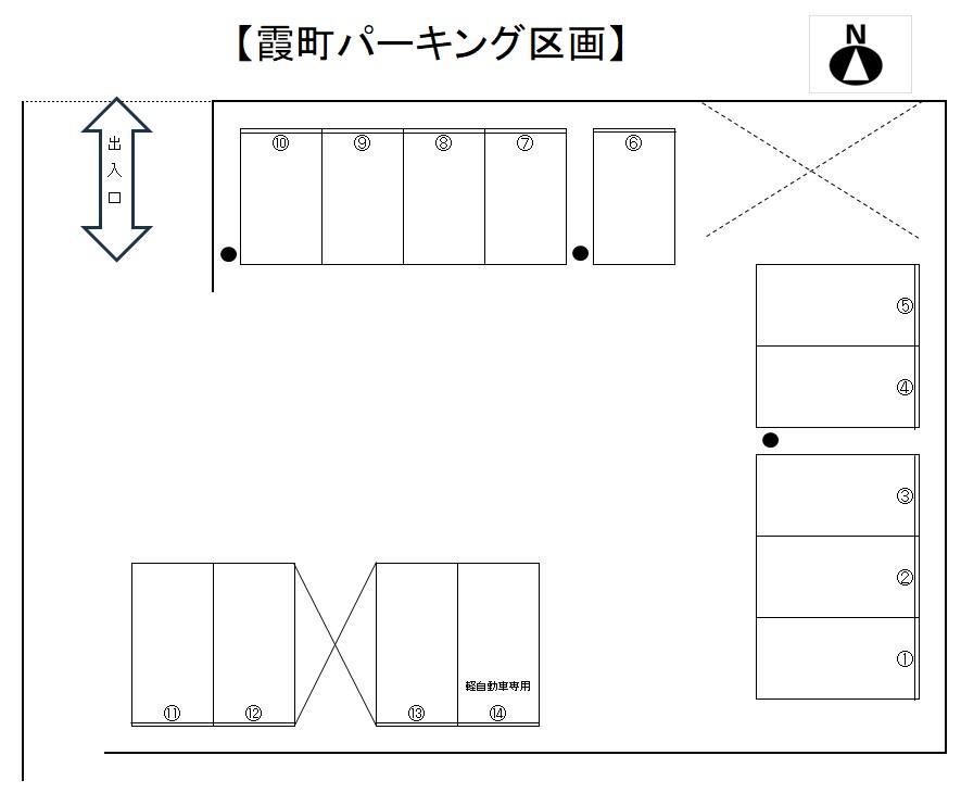 霞町パーキングの駐車配置図