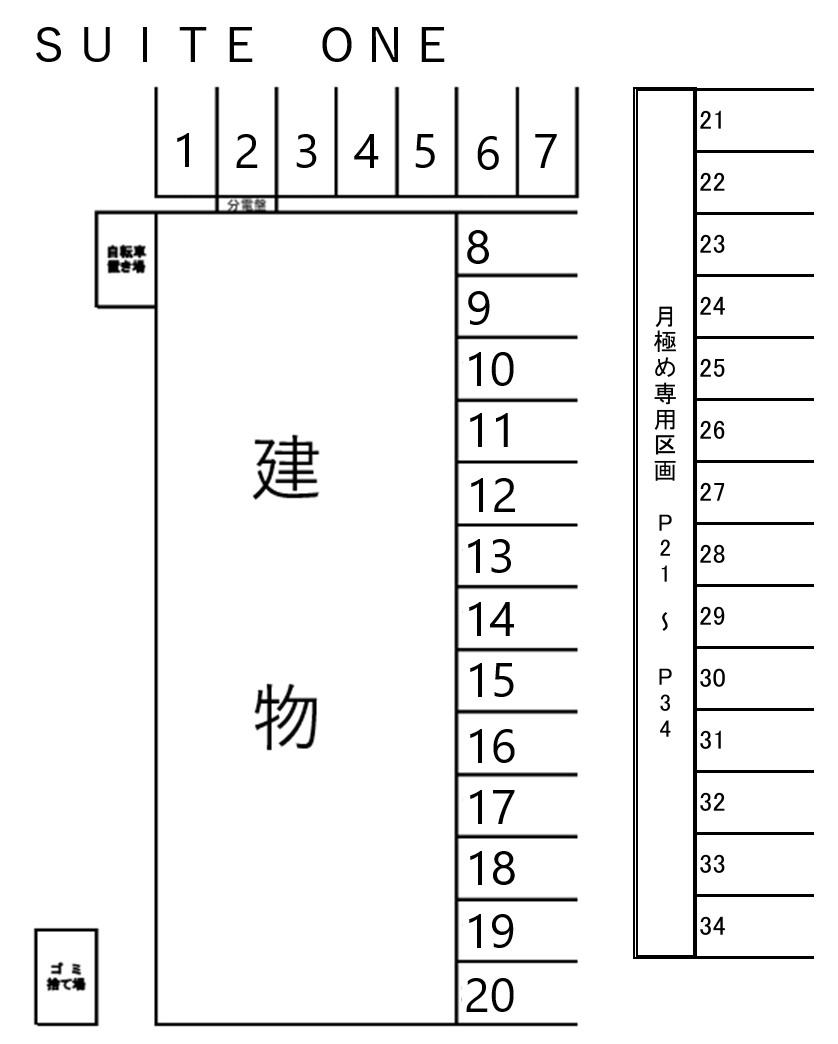 ＳＵＩＴＥ　ＯＮＥの駐車配置図