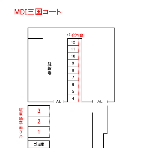MDI三国コートの駐車配置図