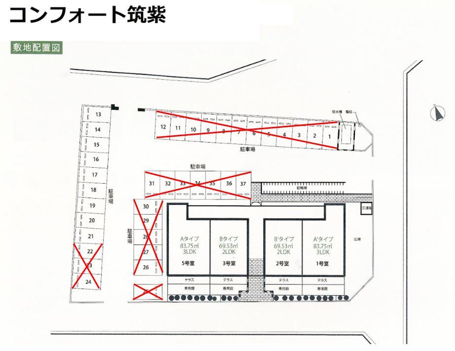 コンフォート筑紫の駐車配置図