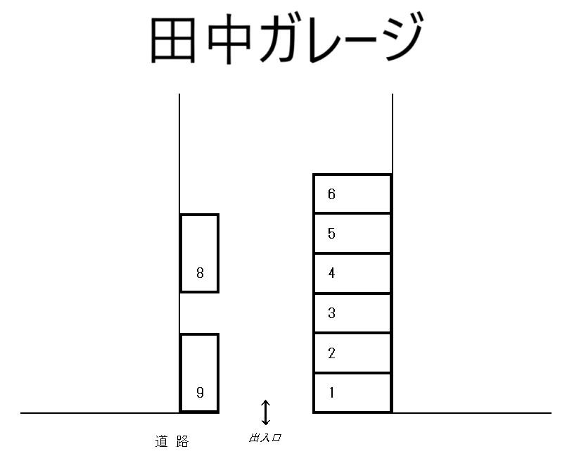 田中ガレージの駐車配置図