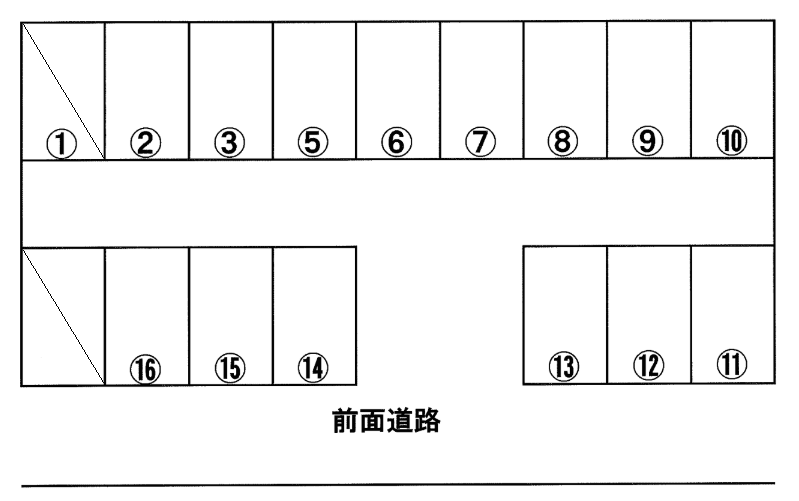 熊本一丁目第一月極駐車場の駐車配置図