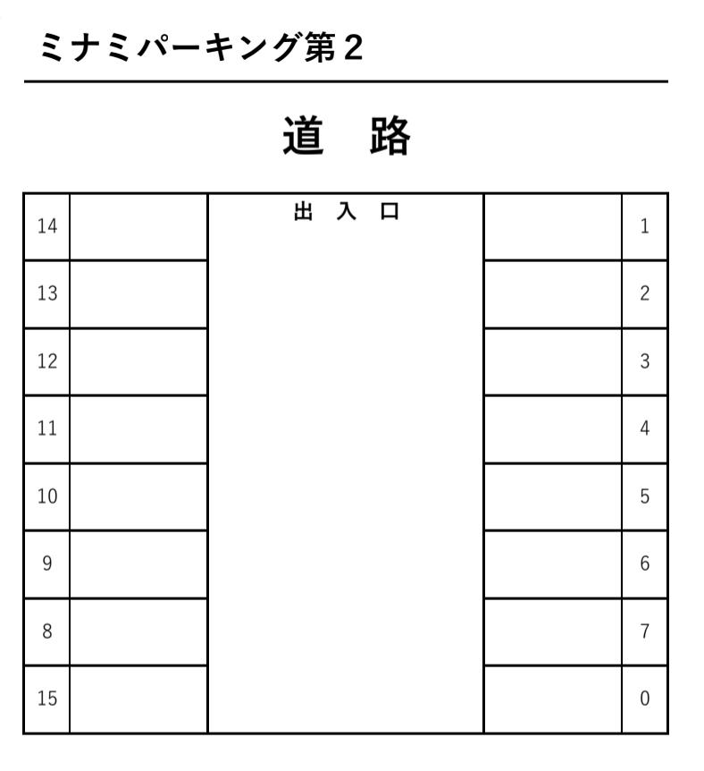ミナミパーキング第2の駐車配置図