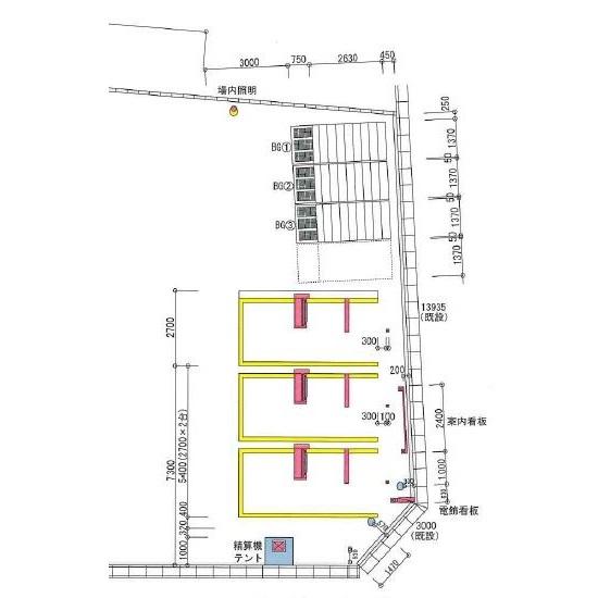ちゃおちゃおバイクガレージ新座馬場２丁目の駐車配置図