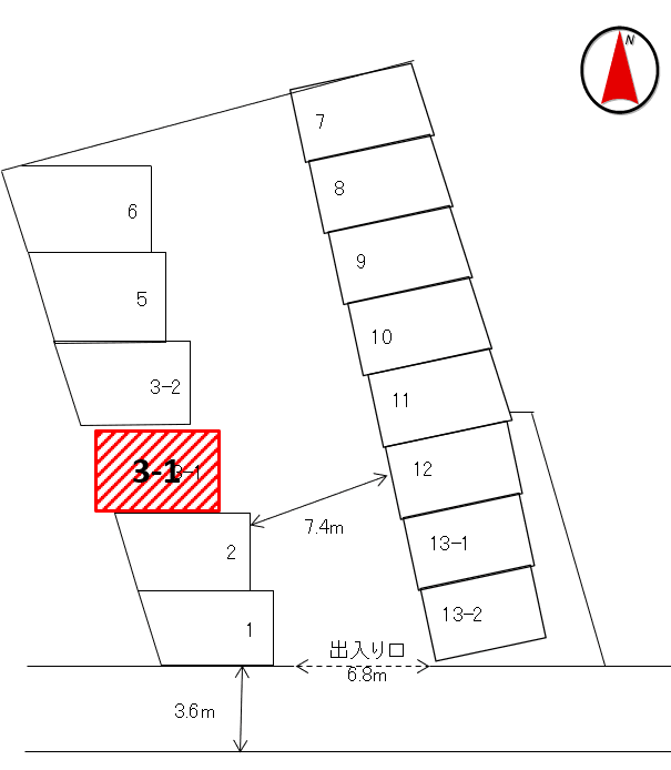 細田第1モータープールの駐車配置図