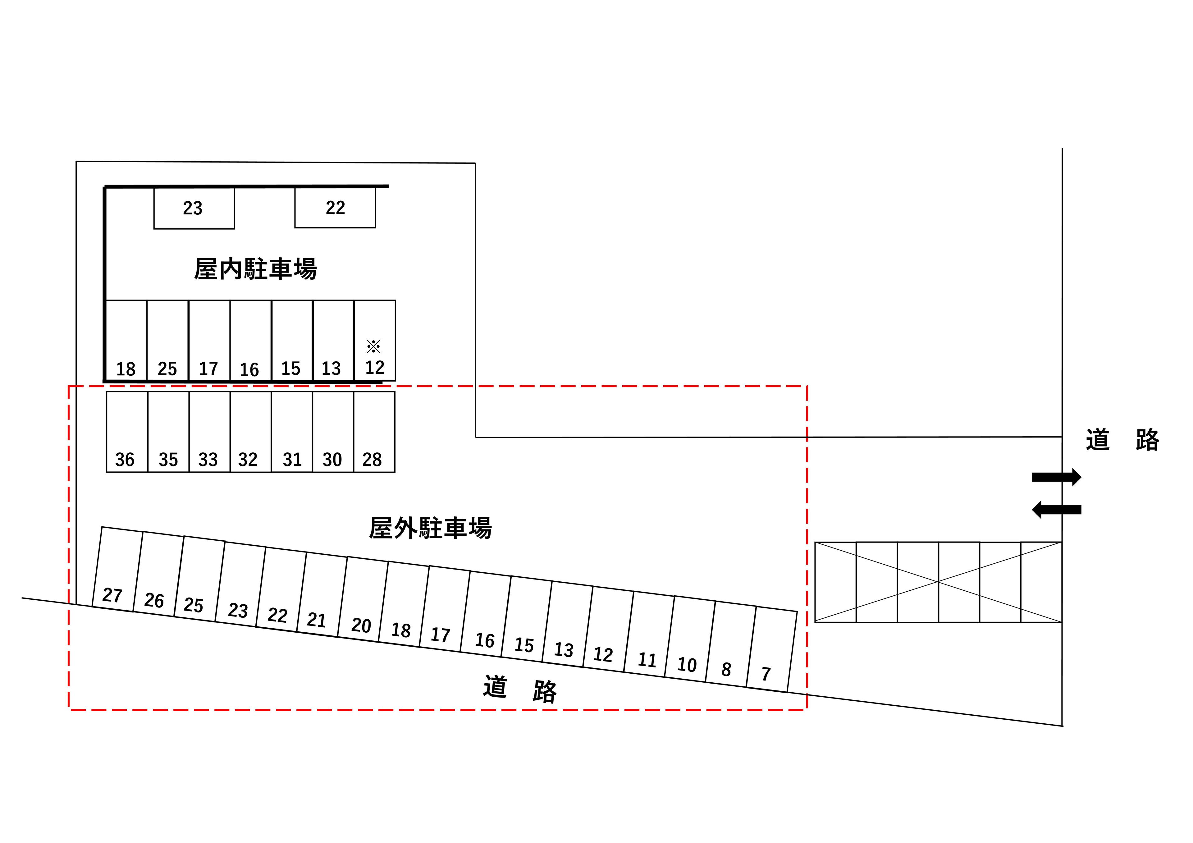 山田パーキング（屋外）の駐車配置図