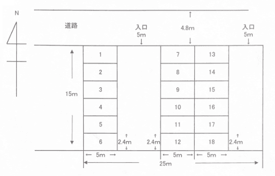 𠮷川第二駐車場の駐車配置図