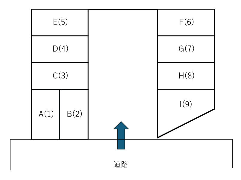 ガレージ寿奈原の駐車配置図