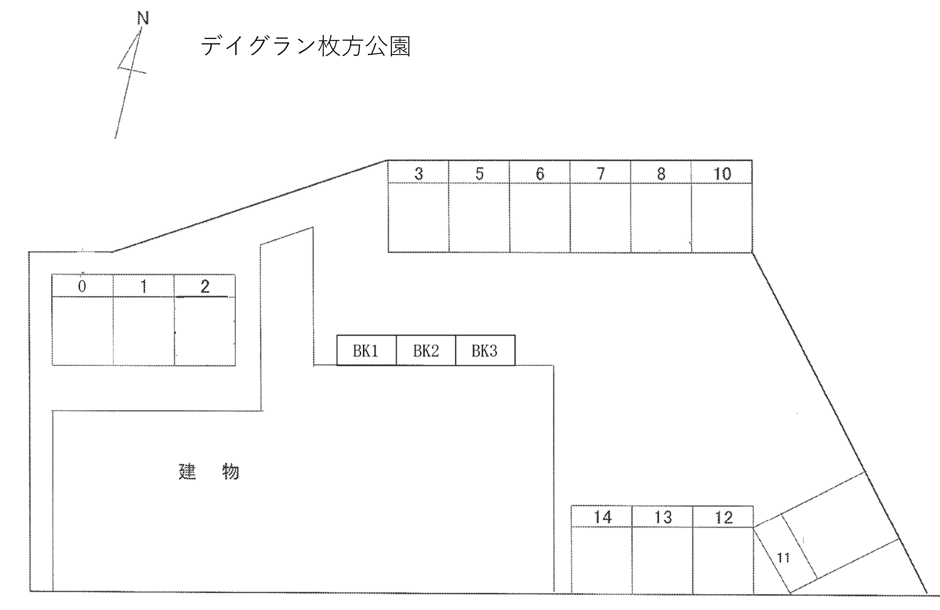 デイグラン枚方公園の駐車配置図